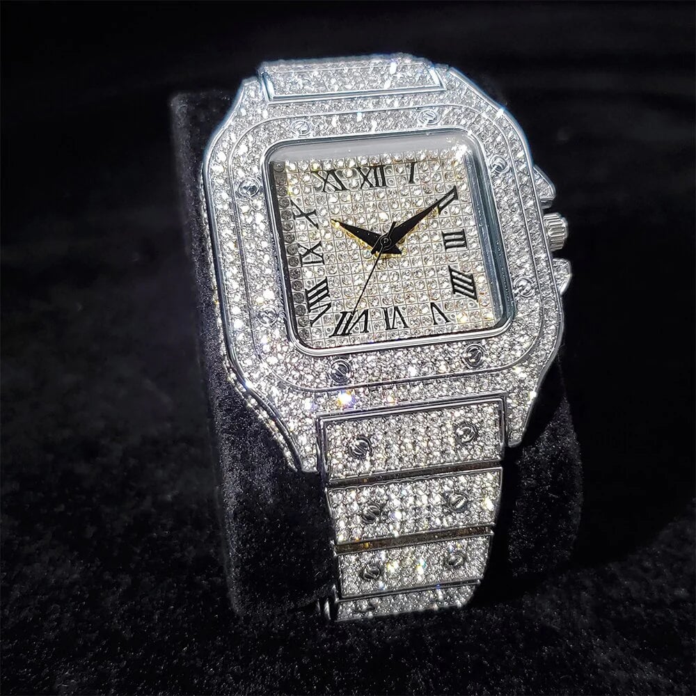 Iced Silver Diamond Luxury Watch noblistic 