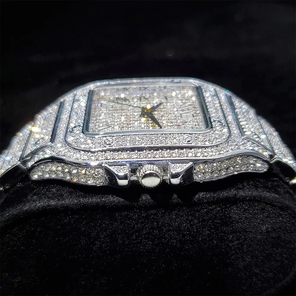 Iced Silver Diamond Luxury Watch noblistic 