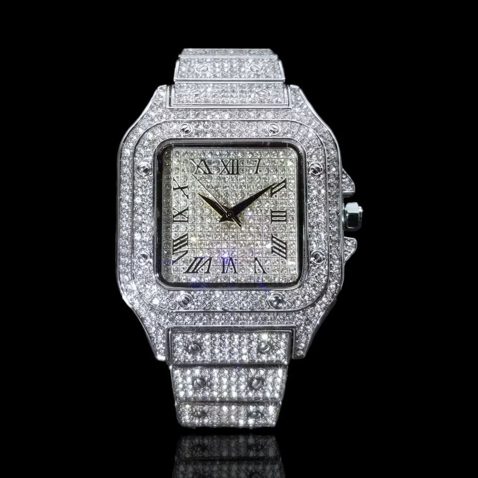 Iced Silver Diamond Luxury Watch noblistic 
